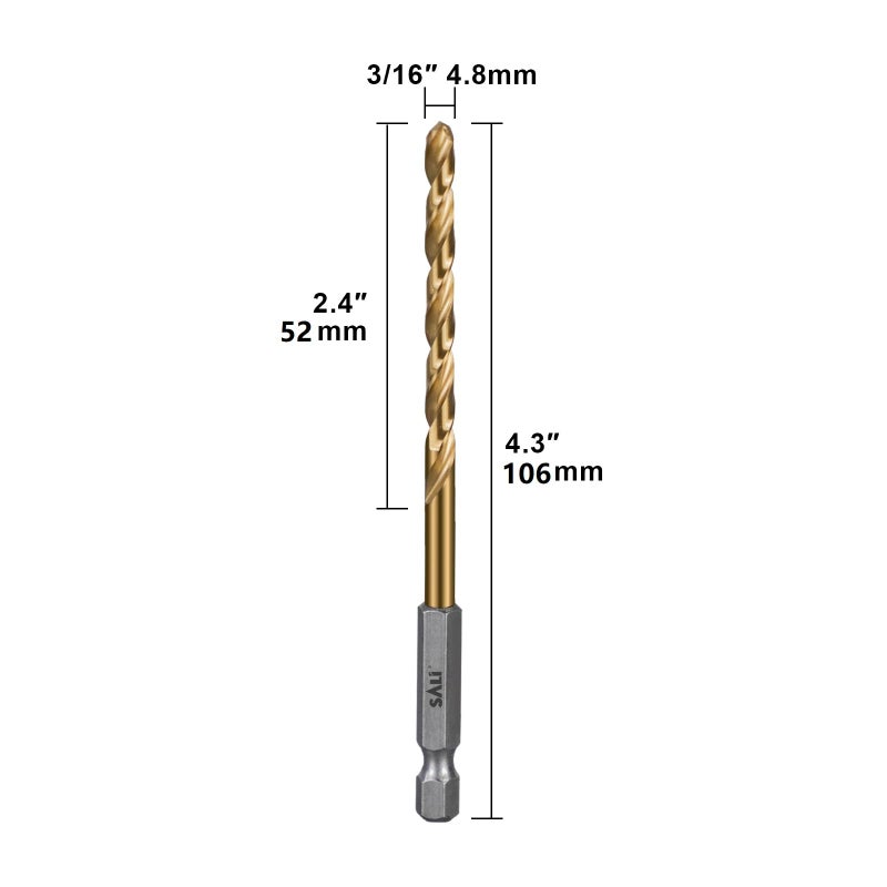 SALI Cobalt Drill Bit Set,10 Pack 3/16 Inch High Speed Steel Hex Shank Jobber Drill Bits, for Hardwood, Aluminum,Metal,Copper,Alloyed Steel - Image 5